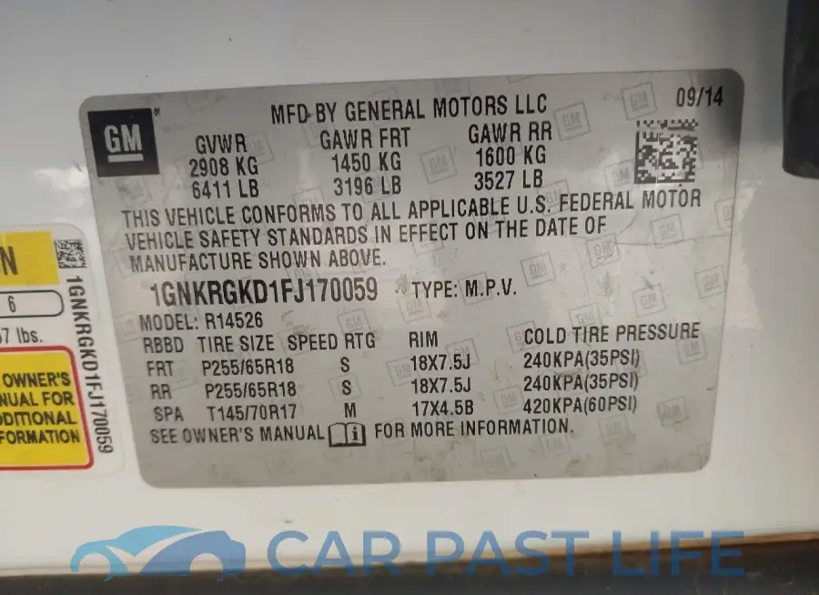 1GNKRGKD1FJ170059# 9