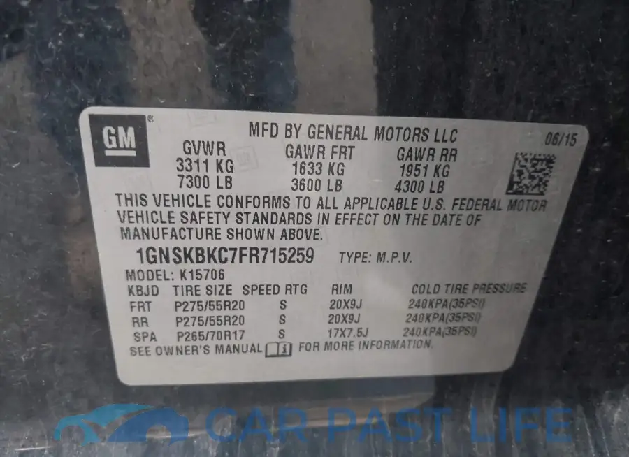1GNSKBKC7FR715259# 9