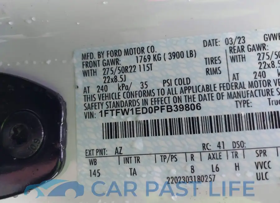 1FTFW1ED0PFB39806# 9