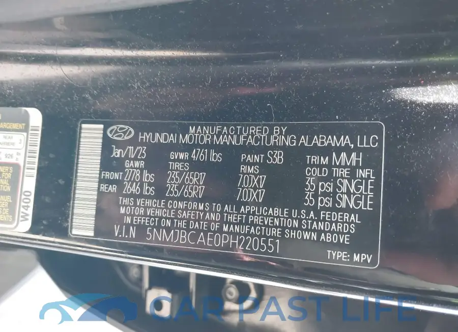 5NMJBCAE0PH220551# 9