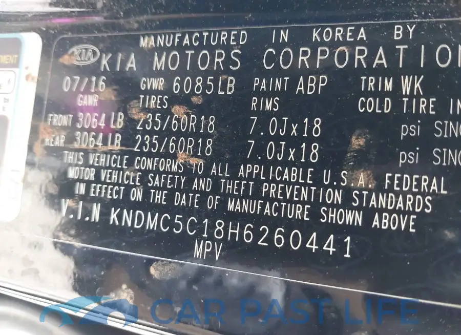 KNDMC5C18H6260441# 9
