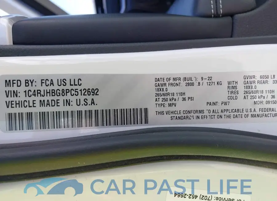 1C4RJHBG8PC512692# 9