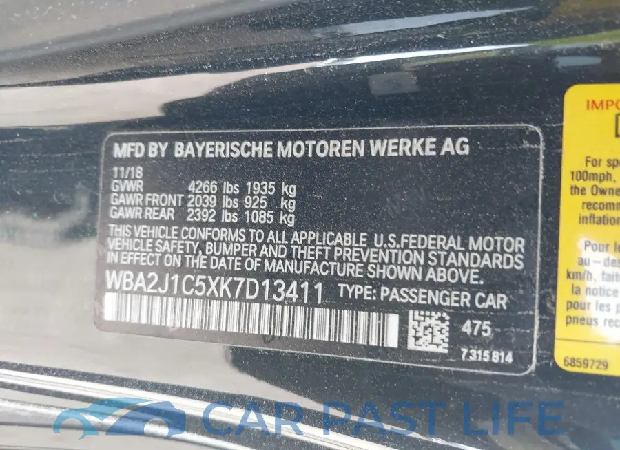 WBA2J1C5XK7D13411# 9