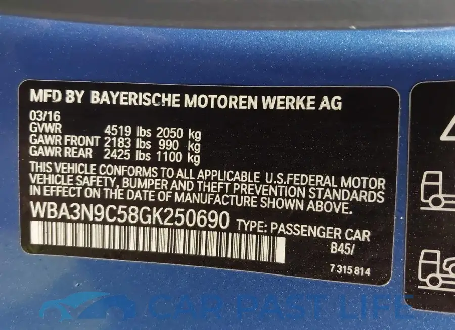 WBA3N9C58GK250690# 9