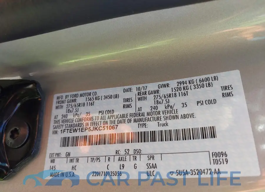 1FTEW1EP5JKC51067# 9