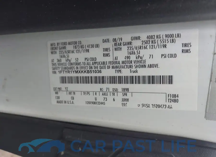 1FTYR1YMXKKB51036# 9