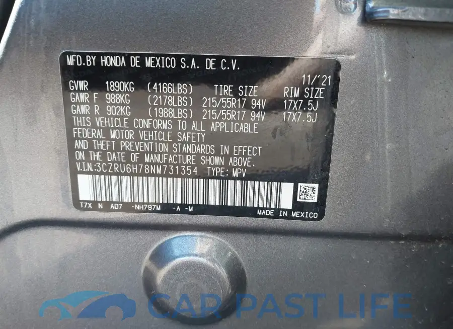 3CZRU6H78NM731354# 9