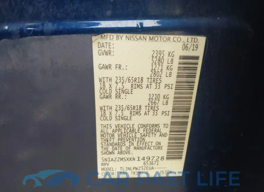 5N1AZ2MSXKN149728# 9