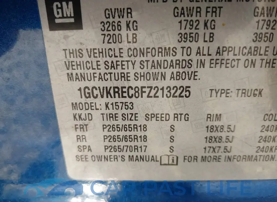 1GCVKREC8FZ213225# 9