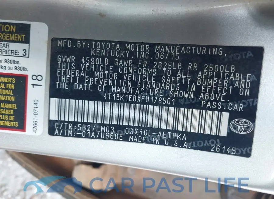 4T1BK1EBXFU178501# 9