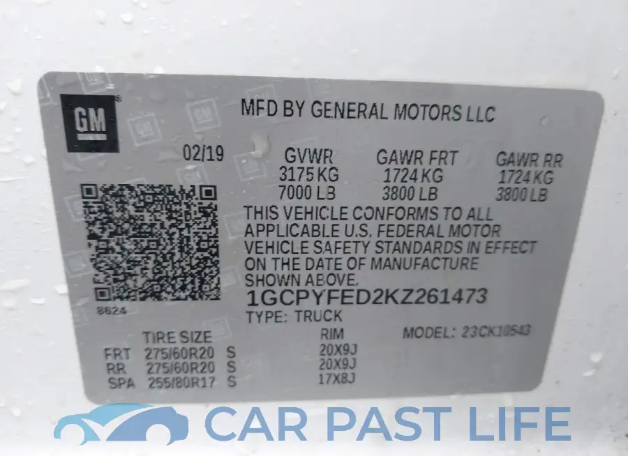 1GCPYFED2KZ261473# 9