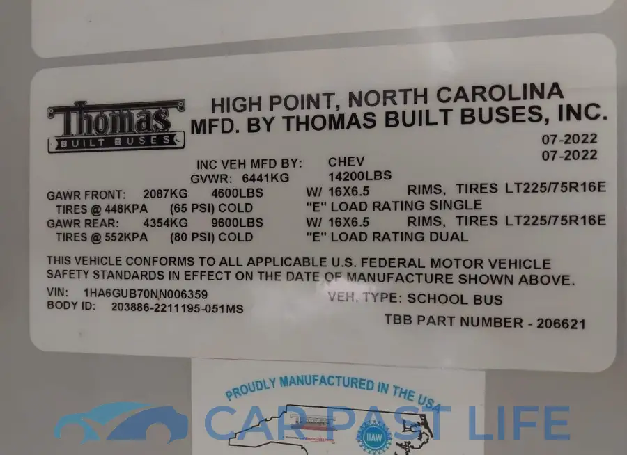1HA6GUB70NN006359# 9