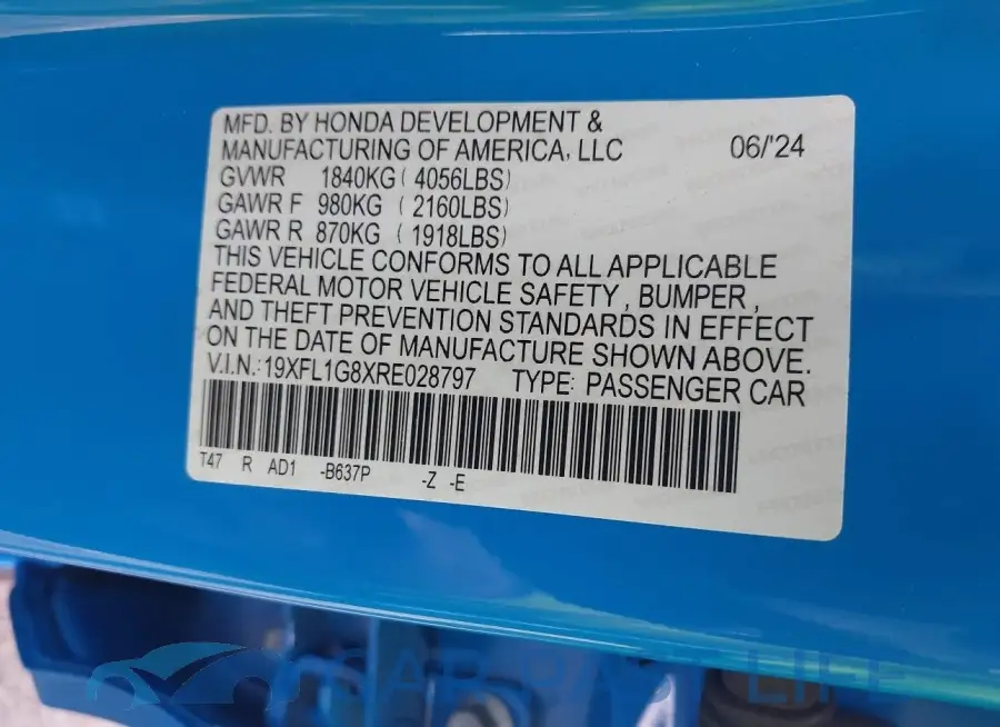 19XFL1G8XRE028797# 9