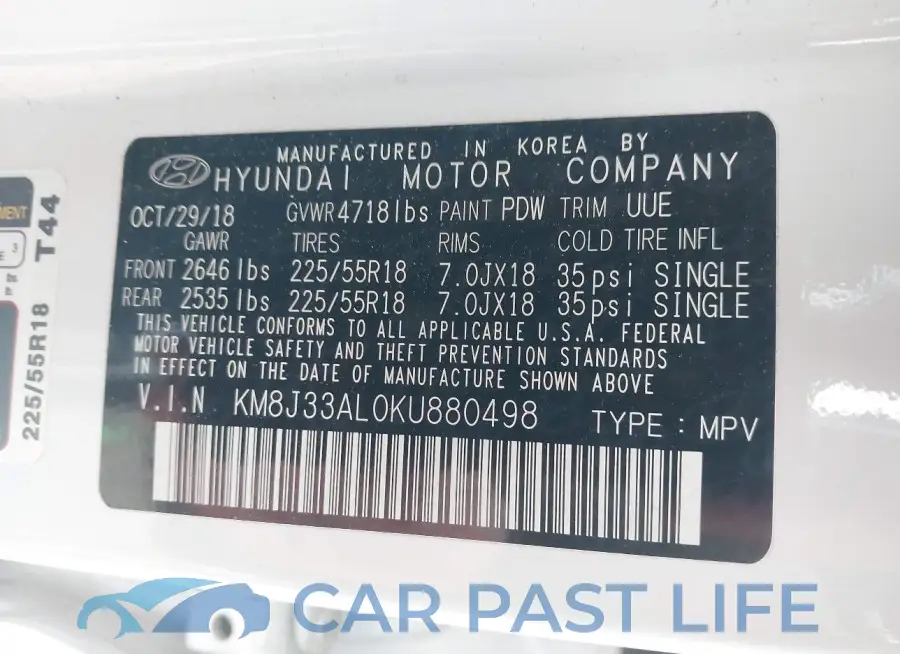 KM8J33ALOKU880498# 9
