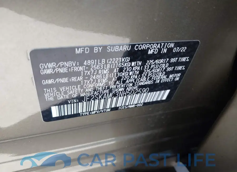 JF2SKAMC3NH502590# 9