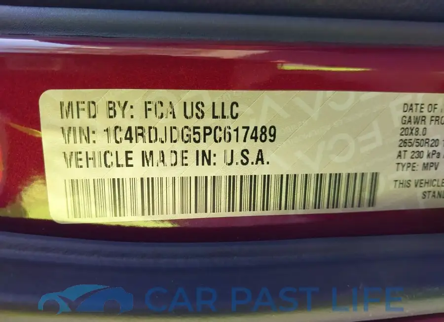 1C4RDJDG5PC617489# 9