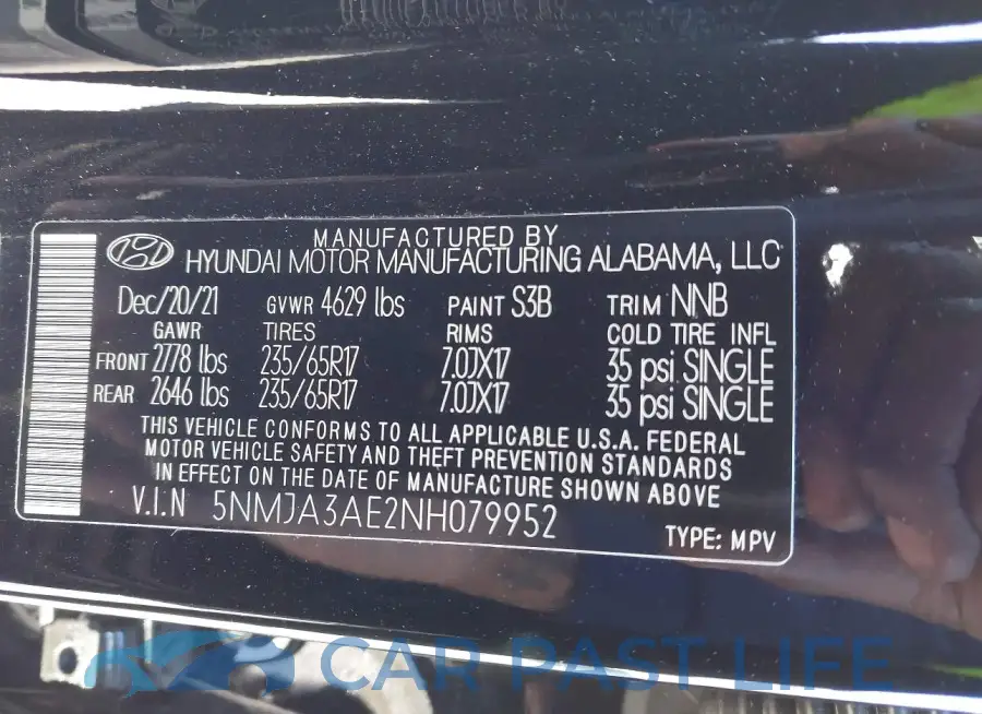 5NMJA3AE2NH079952# 9