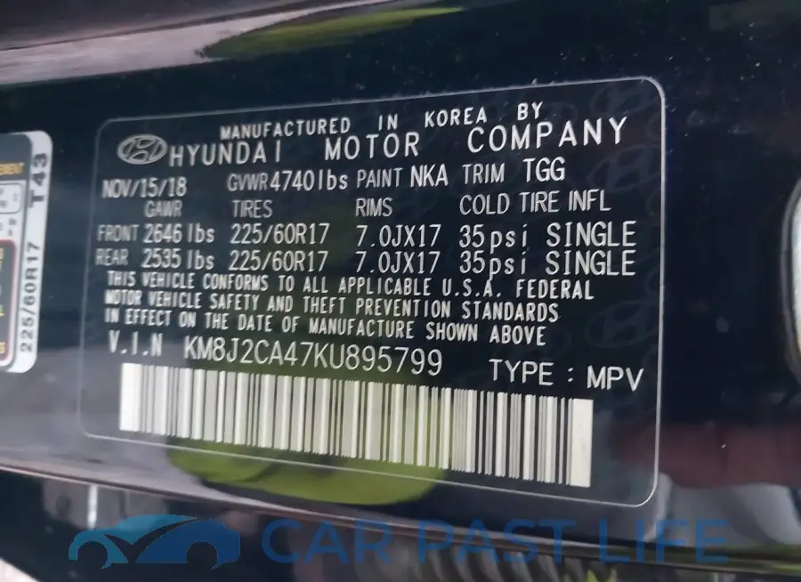 KM8J2CA47KU895799# 9
