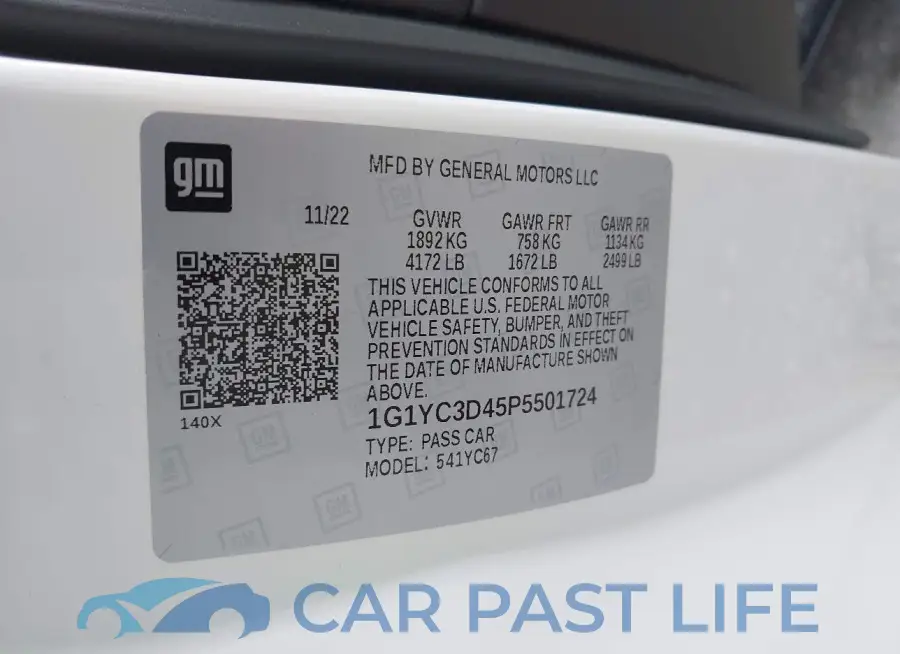 1G1YC3D45P5501724# 9