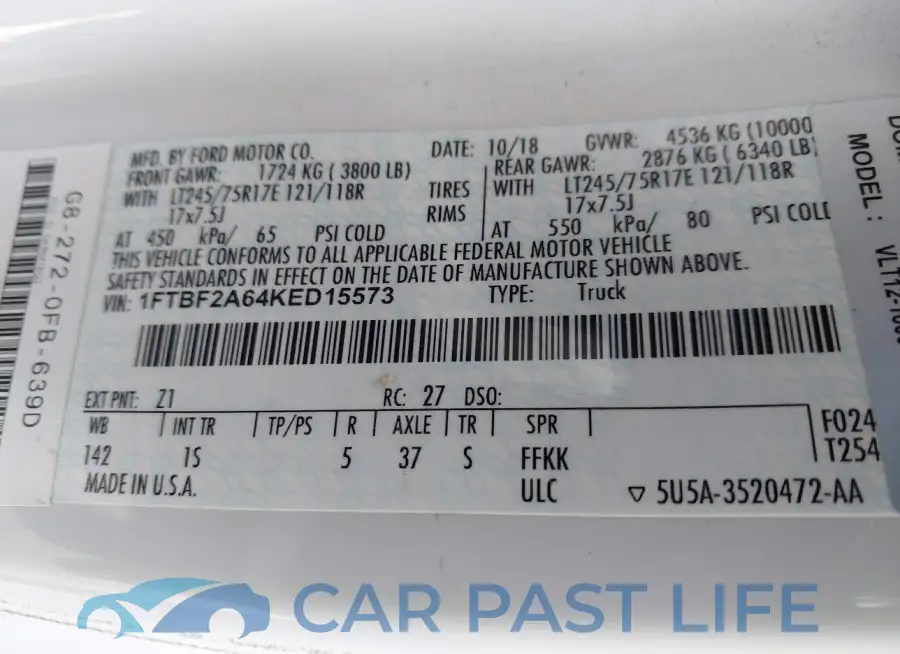 1FTBF2A64KED15573# 9