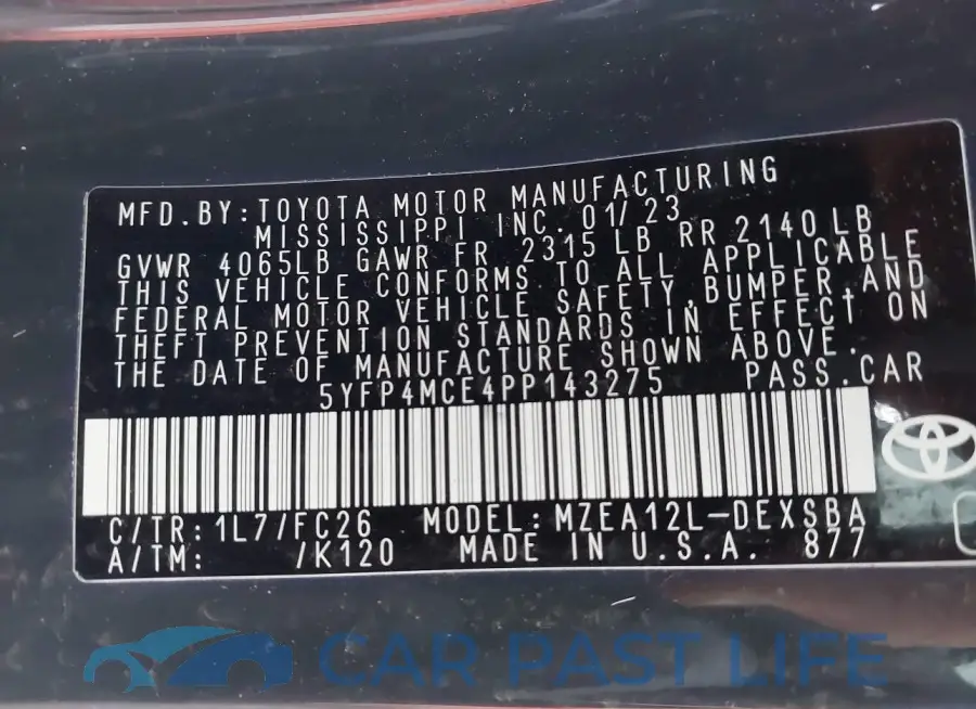 5YFP4MCE4PP143275# 9