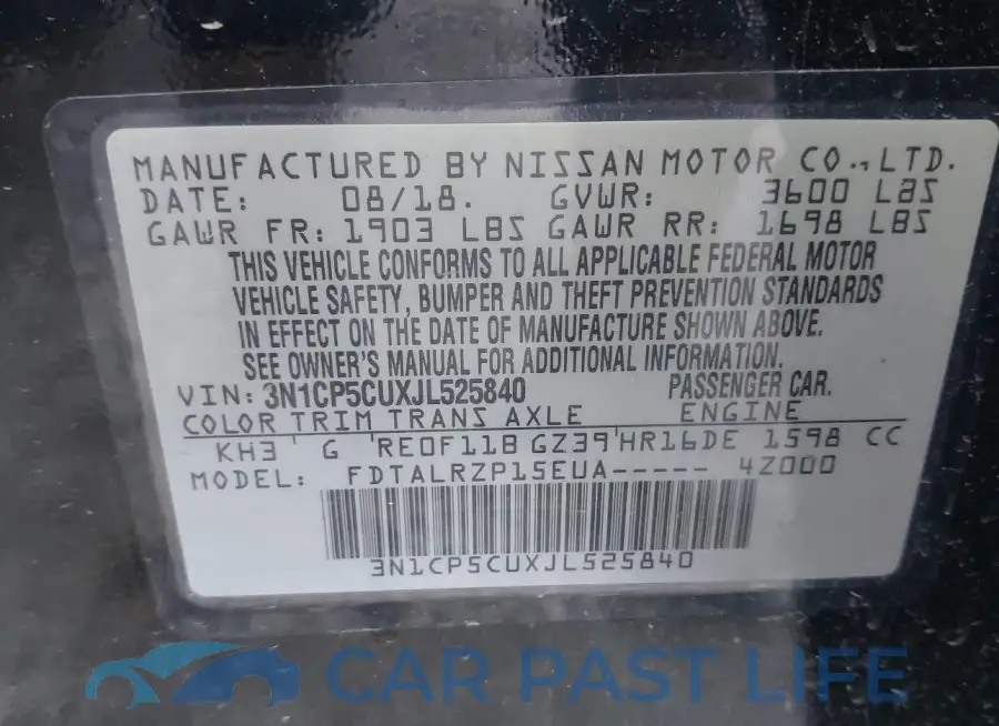 3N1CP5CUXJL525840# 9