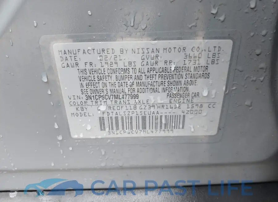 3N1CP5CV7ML477999# 9