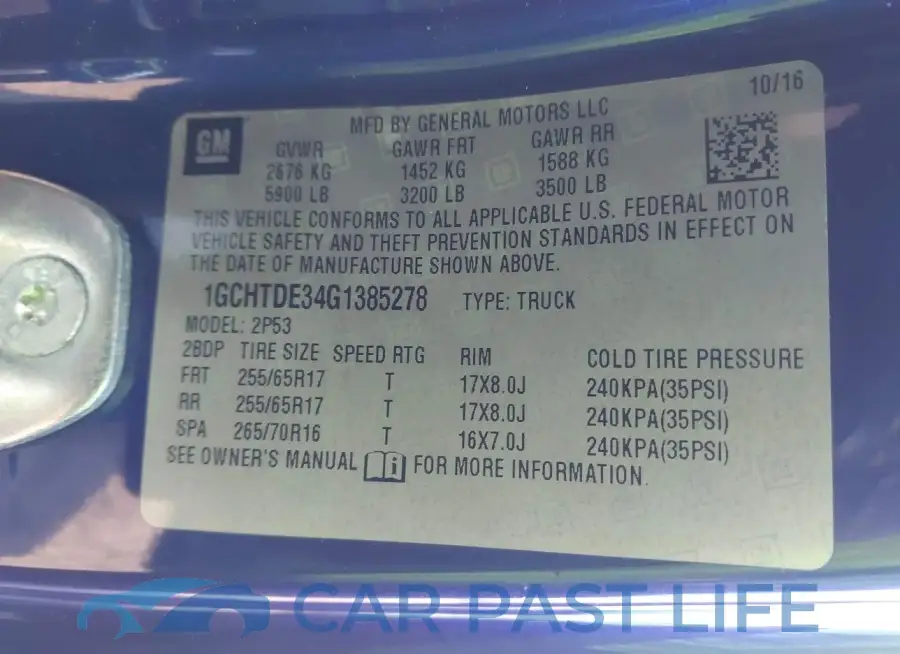 1GCHTDE34G1385278# 9