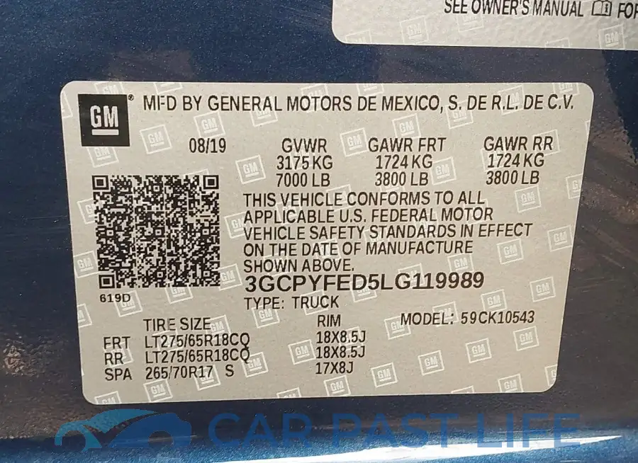 3GCPYFED5LG119989# 9