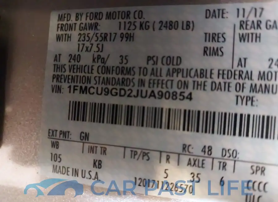 1FMCU9GD2JUA90854# 9