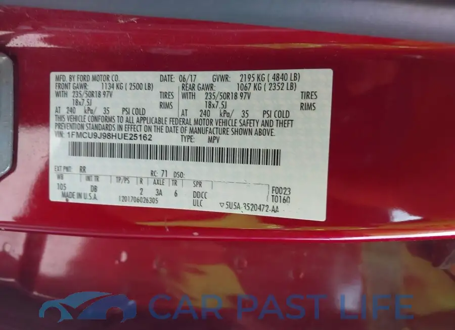 1FMCU9J98HUE25162# 9