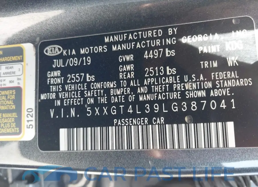 5XXGT4L39LG387041# 9