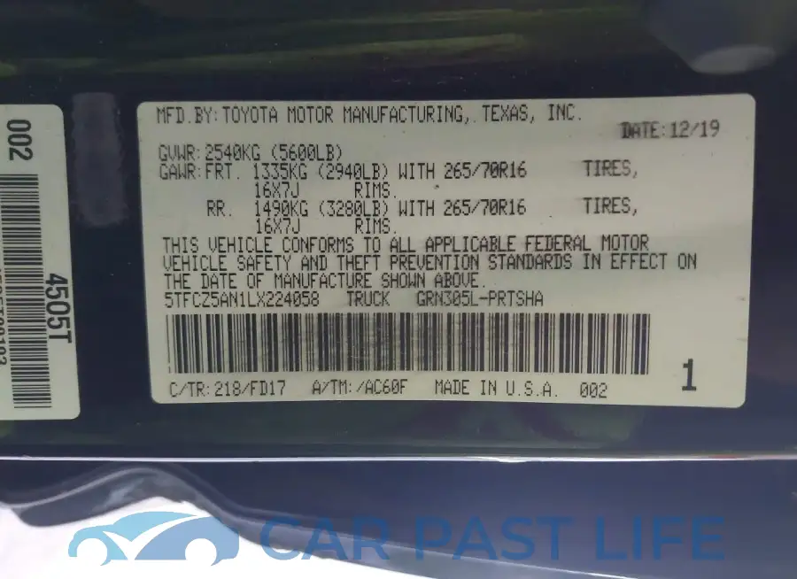 5TFCZ5AN1LX224058# 9