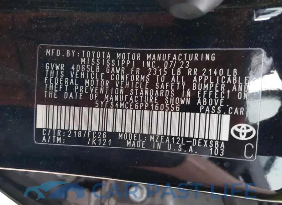 5YFS4MCE6PP160556# 9