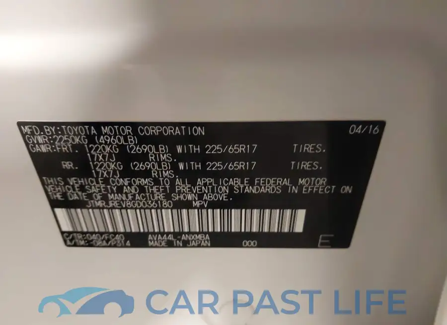 JTMRJREV8GD036180# 9