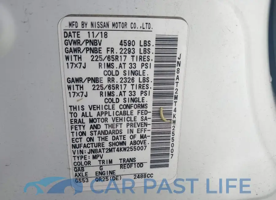 JN8AT2MT4KW255007# 9