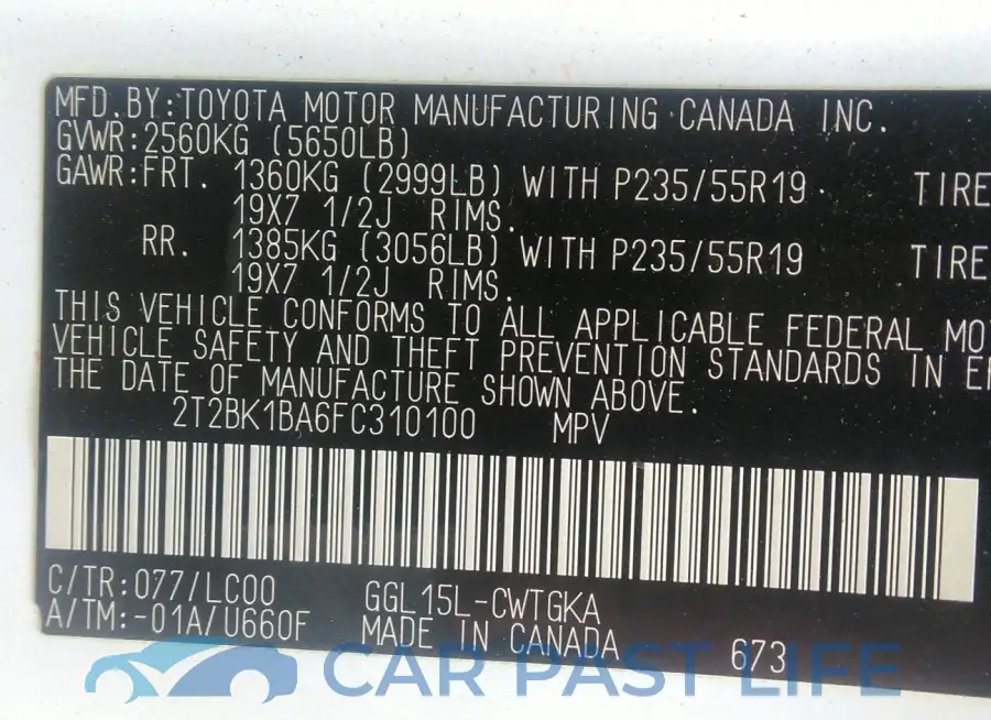 2T2BK1BA6FC310100# 9