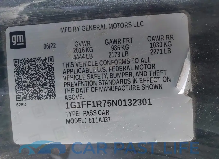 1G1FF1R75N0132301# 9