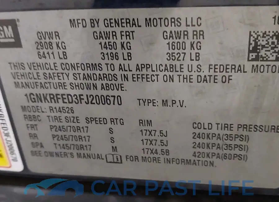 1GNKRFED3FJ200670# 9