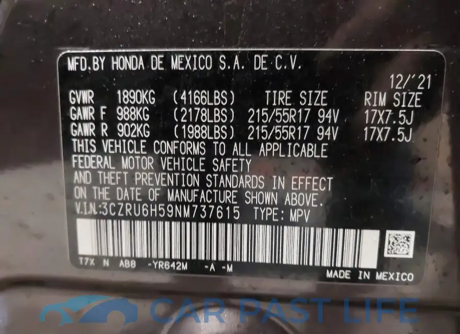 3CZRU6H59NM737615# 9