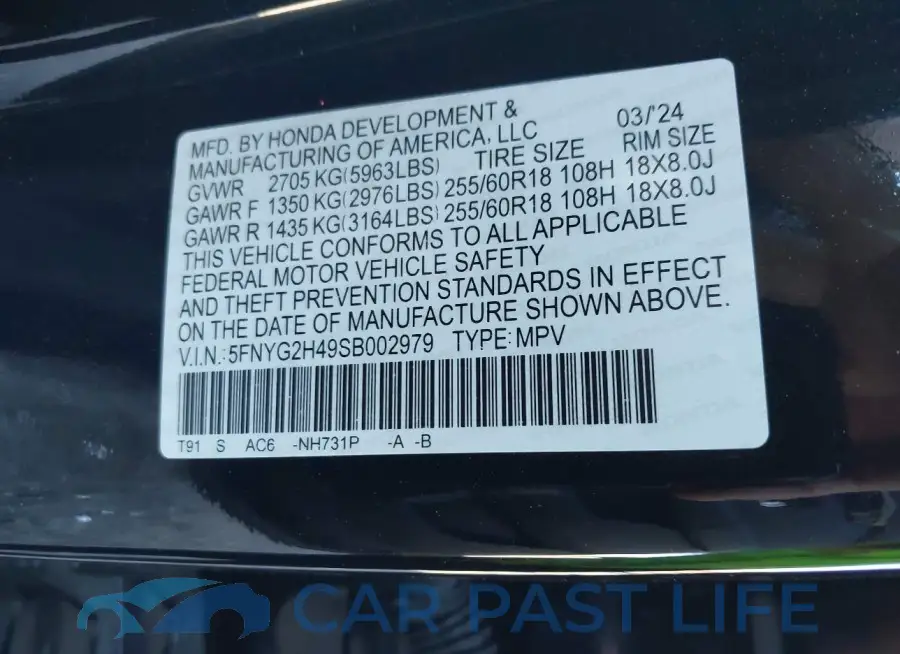 5FNYG2H49SB002979# 9