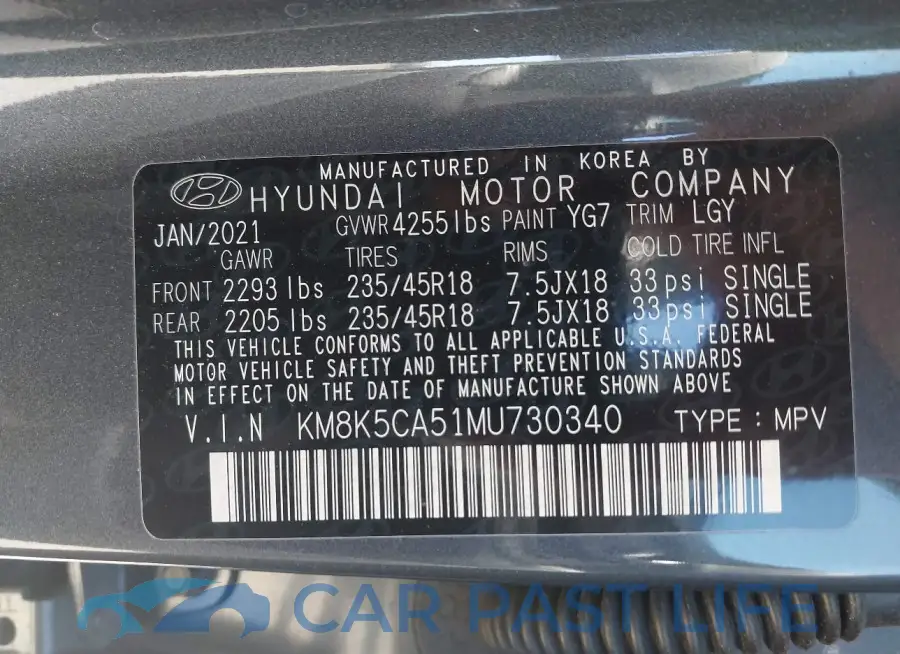 KM8K5CA51MU730340# 9
