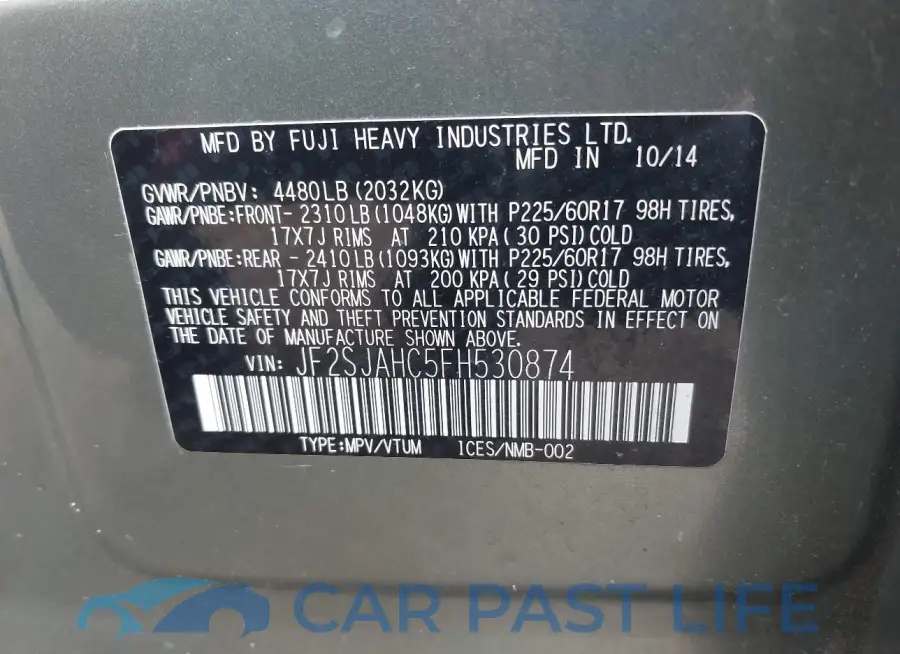 JF2SJAHC5FH530874# 9