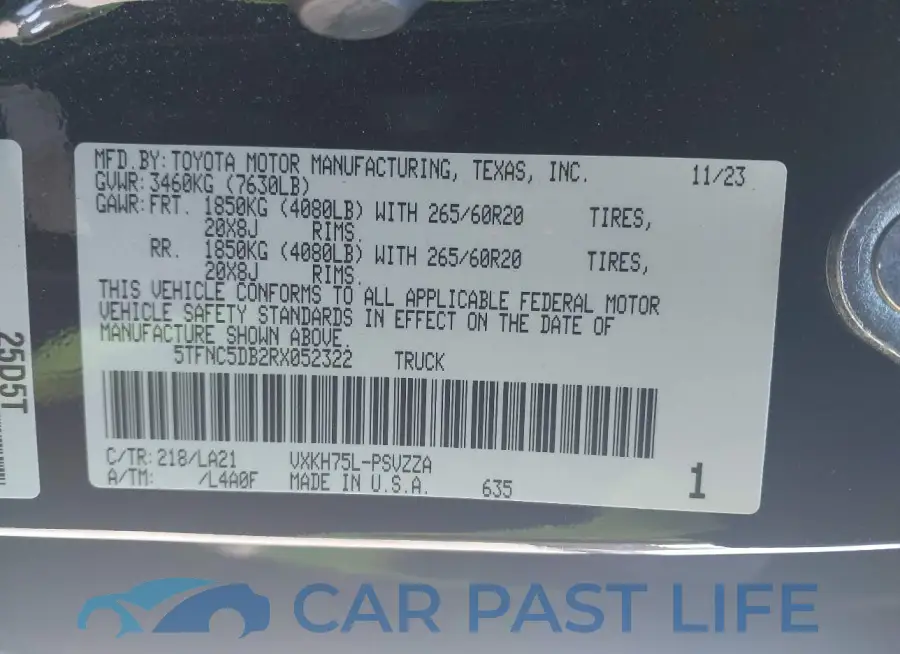 5TFNC5DB2RX052322# 9