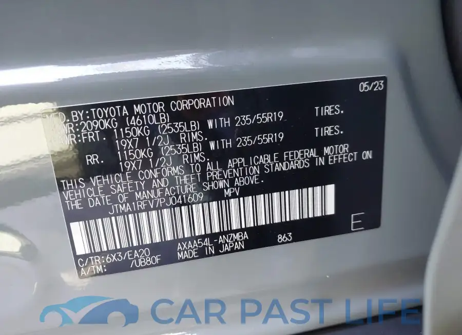 JTMA1RFV7PJ041609# 9