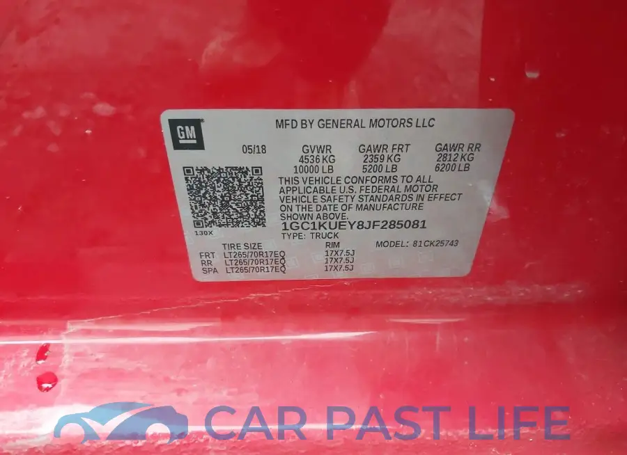 1GC1KUEY8JF285081# 9