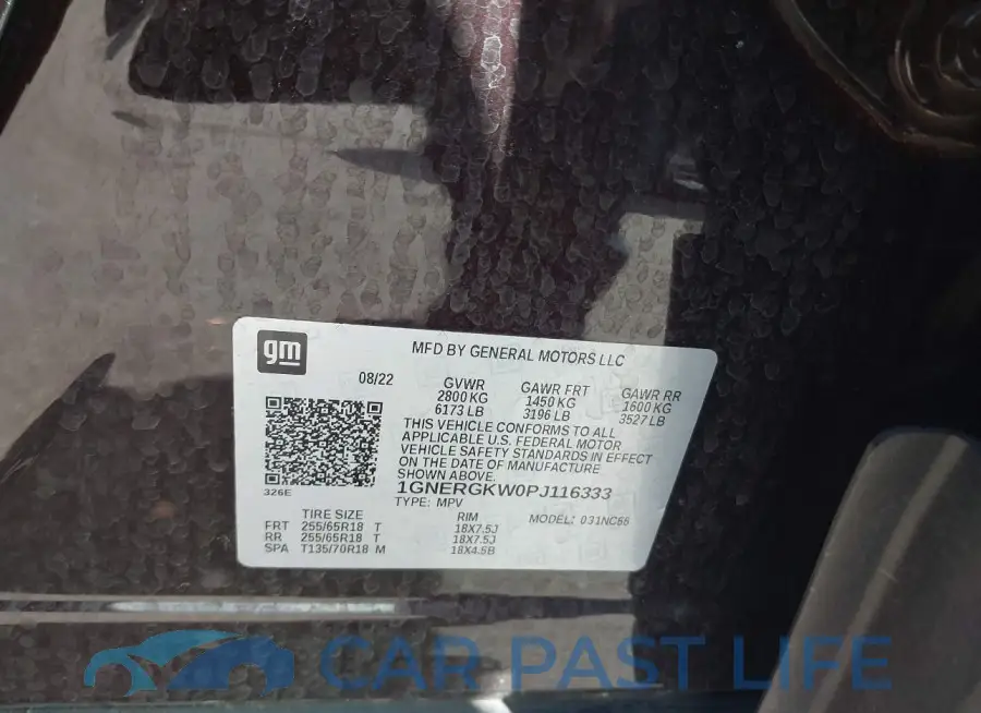 1GNERGKW0PJ116333# 9