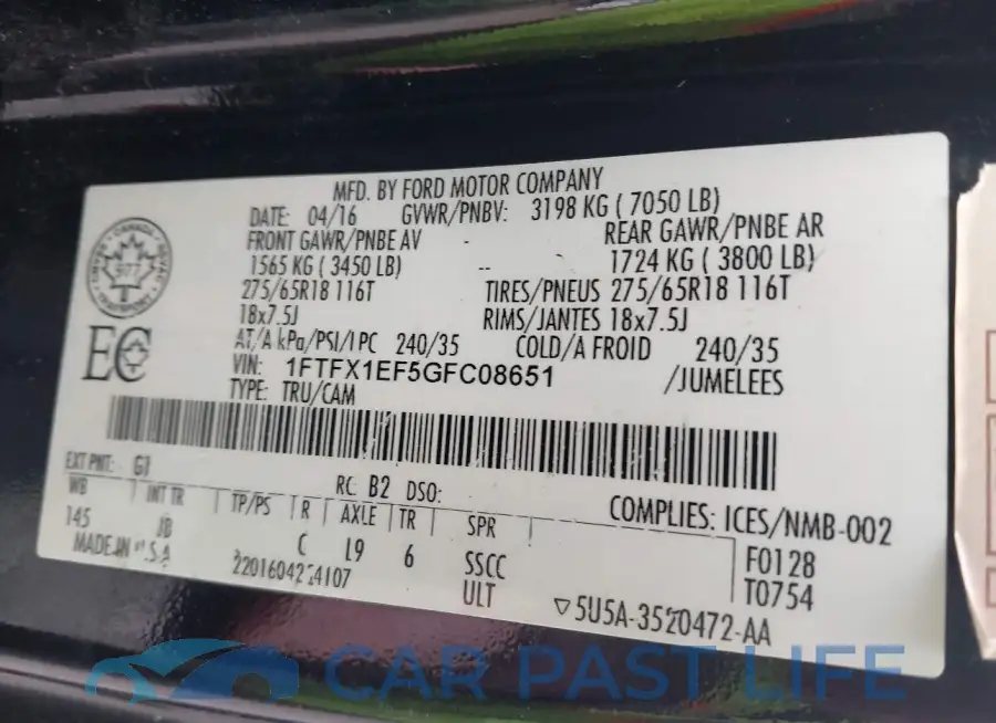 1FTFX1EF5GFC08651# 9