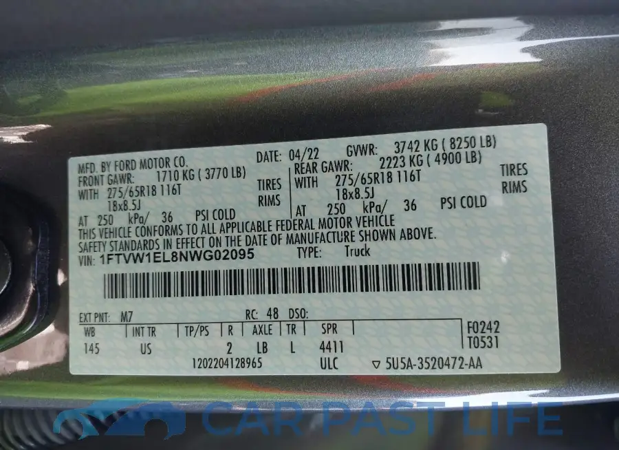 1FTVW1EL8NWG02095# 9
