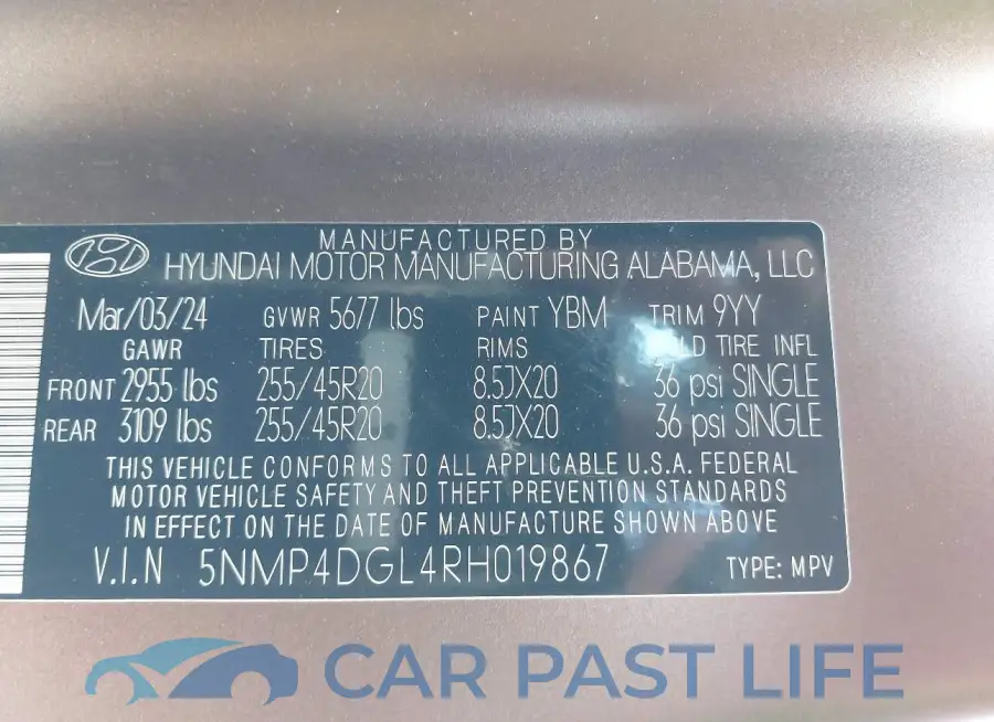 5NMP4DGL4RH019867# 9